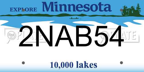 2NAB54 Minnesota License Plate
