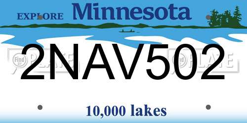 2NAV502 Minnesota License Plate