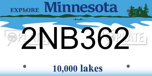 2NB362 Minnesota License Plate