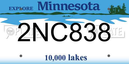 2NC838 Minnesota License Plate