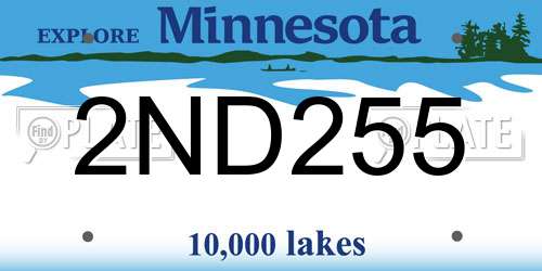 2ND255 Minnesota License Plate
