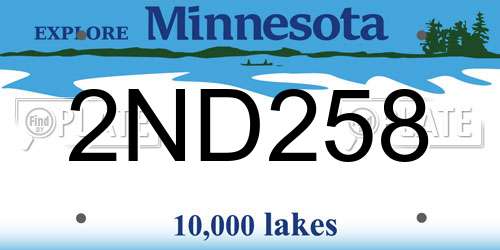 2ND258 Minnesota License Plate