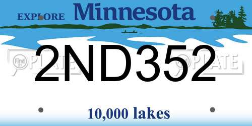 2ND352 Minnesota License Plate