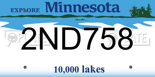 2ND758 Minnesota License Plate