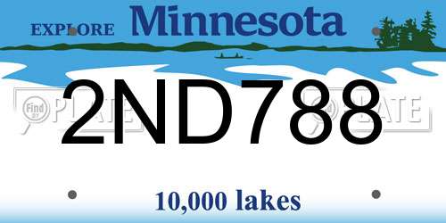2ND788 Minnesota License Plate