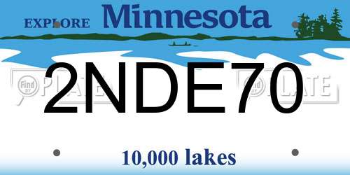 2NDE70 Minnesota License Plate