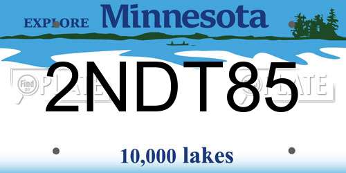 2NDT85 Minnesota License Plate