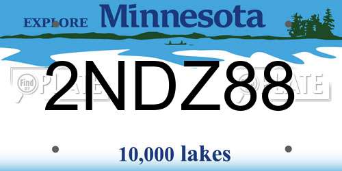 2NDZ88 Minnesota License Plate
