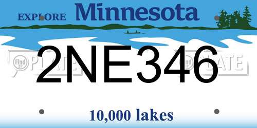 2NE346 Minnesota License Plate