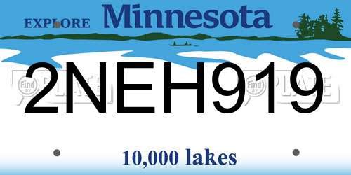 2NEH919 Minnesota License Plate
