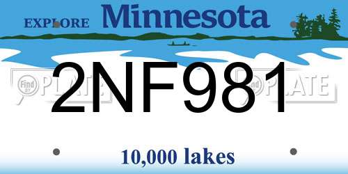 2NF981 Minnesota License Plate