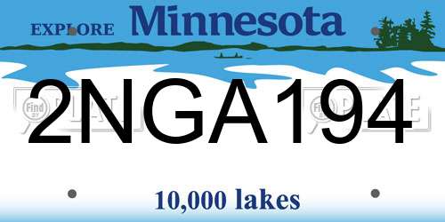 2NGA194 Minnesota License Plate