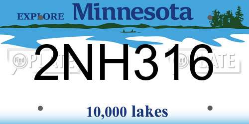 2NH316 Minnesota License Plate