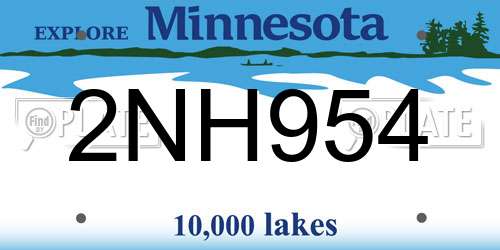 2NH954 Minnesota License Plate