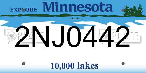 2NJ0442 Minnesota License Plate