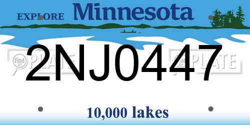2NJ0447 Minnesota License Plate