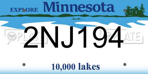 2NJ194 Minnesota License Plate