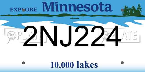 2NJ224 Minnesota License Plate