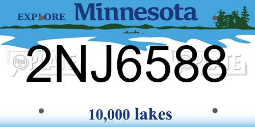 2NJ6588 Minnesota License Plate
