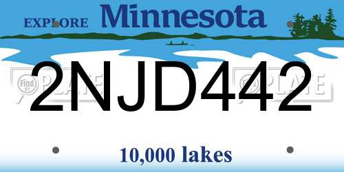 2NJD442 Minnesota License Plate