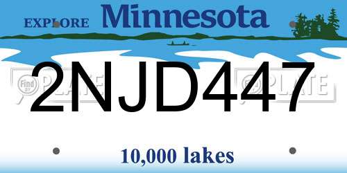 2NJD447 Minnesota License Plate