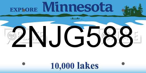 2NJG588 Minnesota License Plate