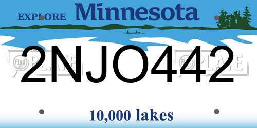2NJO442 Minnesota License Plate