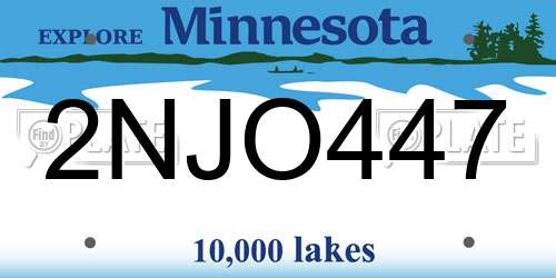 2NJO447 Minnesota License Plate