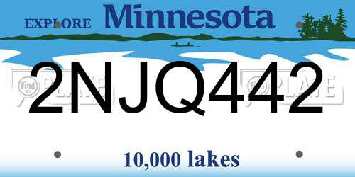 2NJQ442 Minnesota License Plate