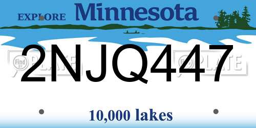 2NJQ447 Minnesota License Plate