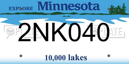 2NK040 Minnesota License Plate