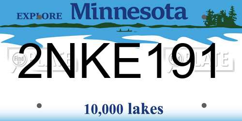 2NKE191 Minnesota License Plate