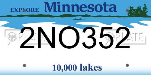 2NO352 Minnesota License Plate