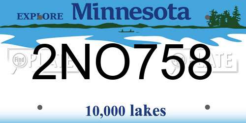 2NO758 Minnesota License Plate