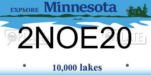 2NOE20 Minnesota License Plate