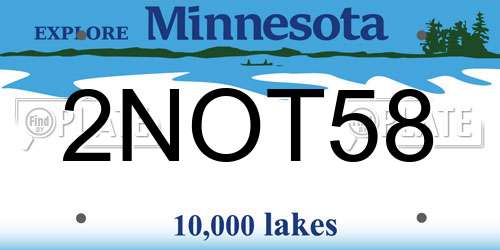 2NOT58 Minnesota License Plate
