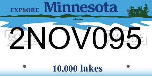 2NOV095 Minnesota License Plate