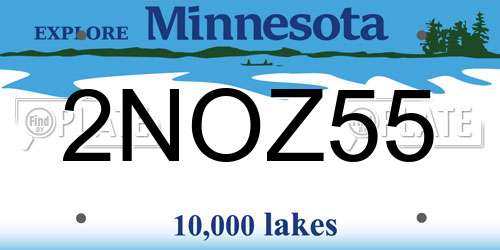 2NOZ55 Minnesota License Plate