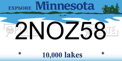 2NOZ58 Minnesota License Plate
