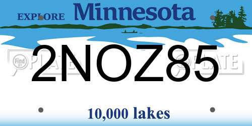 2NOZ85 Minnesota License Plate