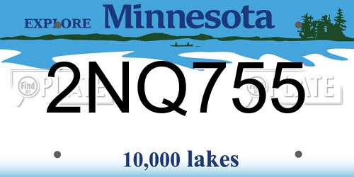 2NQ755 Minnesota License Plate