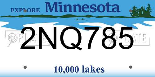 2NQ785 Minnesota License Plate