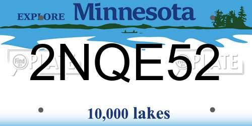 2NQE52 Minnesota License Plate