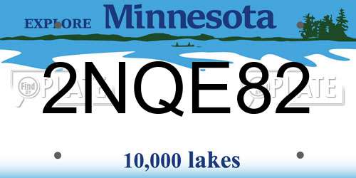 2NQE82 Minnesota License Plate