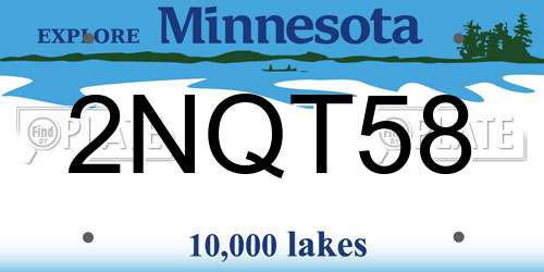 2NQT58 Minnesota License Plate