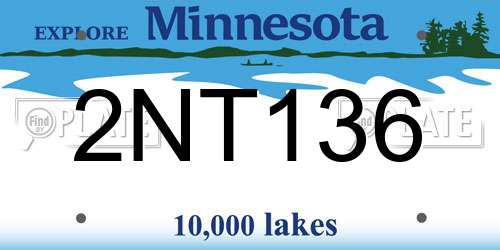 2NT136 Minnesota License Plate