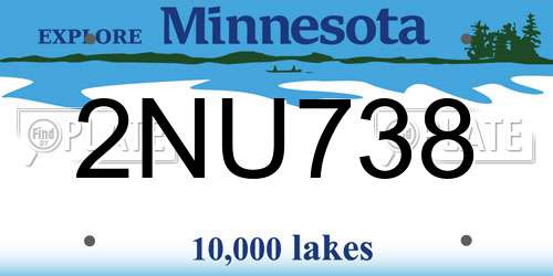 2NU738 Minnesota License Plate