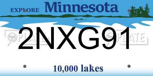 2NXG91 Minnesota License Plate
