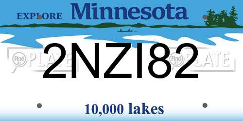 2NZI82 Minnesota License Plate