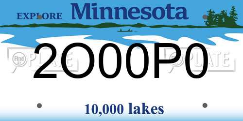 2O00P0 Minnesota License Plate